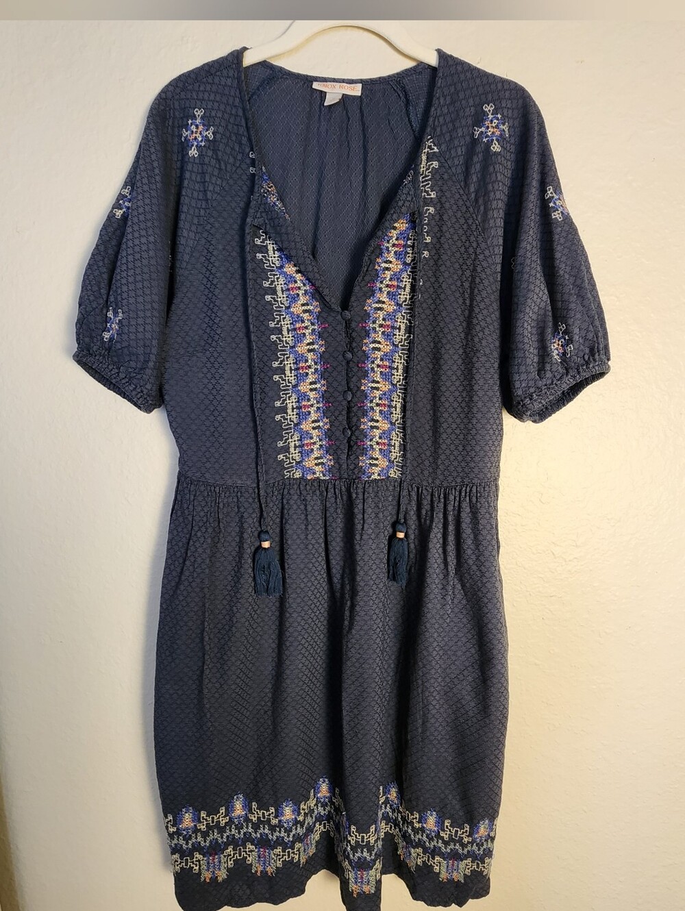Knox Rose 100% Cotton Navy Blue Dress Medium